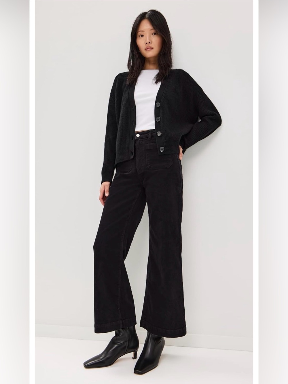 ROLLA'S Sailor Black Corduroy High-Rise Wide Leg Jean